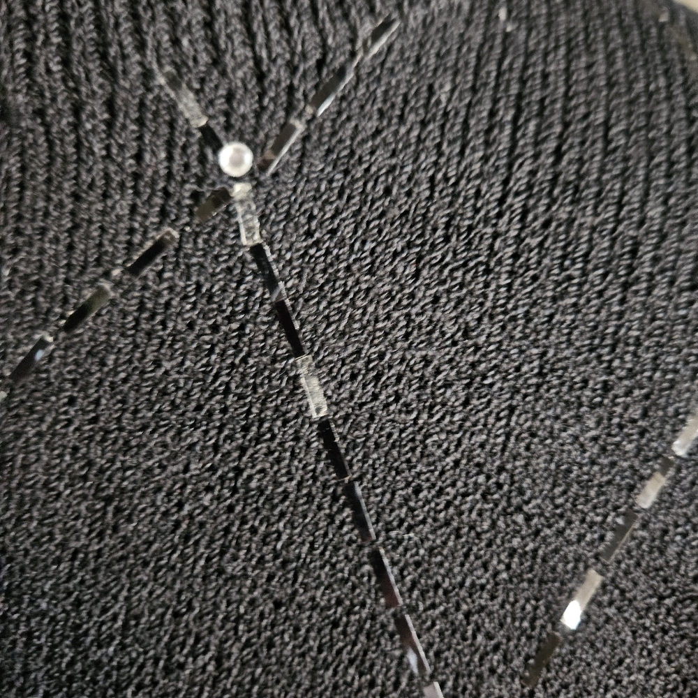 *St. John* Black Knitting Dress with Silver Accents - Picture 5 of 14